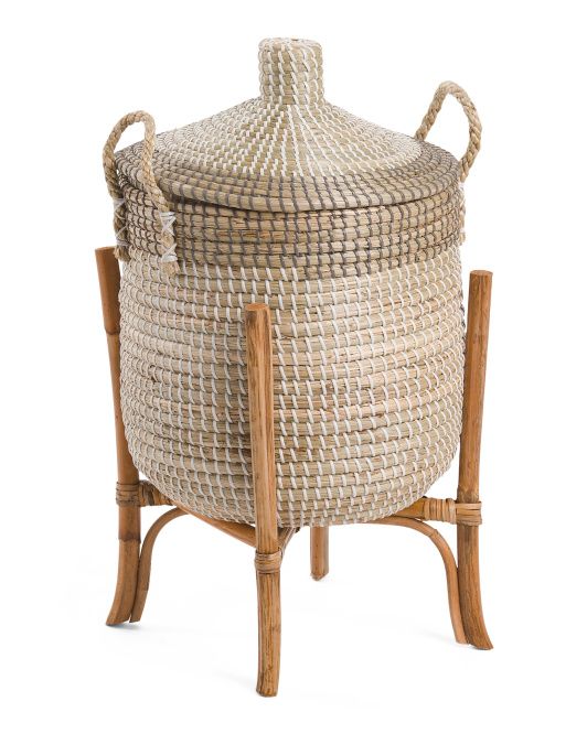 Small Seagrass Hamper With Trim | Office & Storage | Marshalls | Marshalls