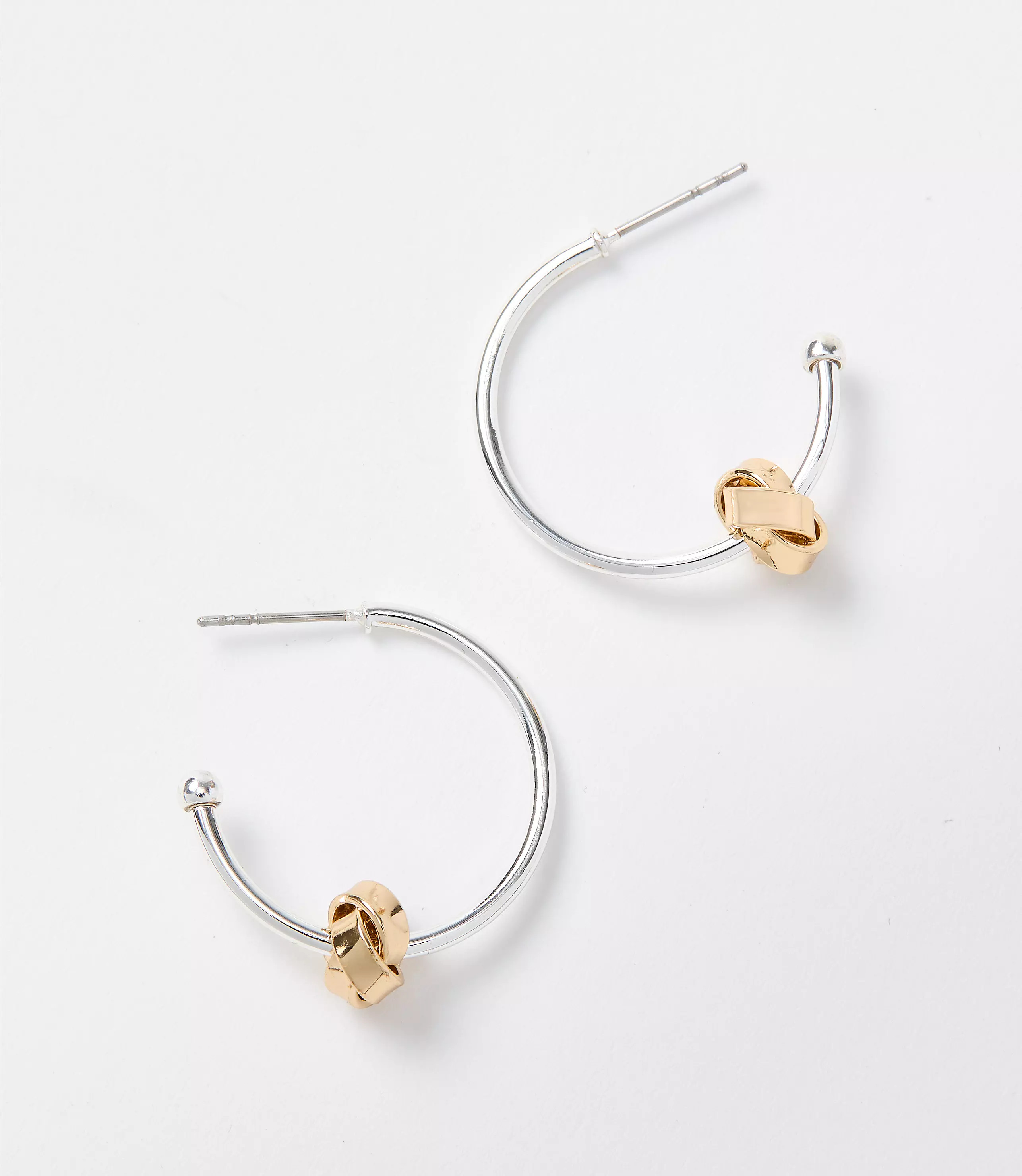 Mixed Metal Knot Hoop Earrings | LOFT
