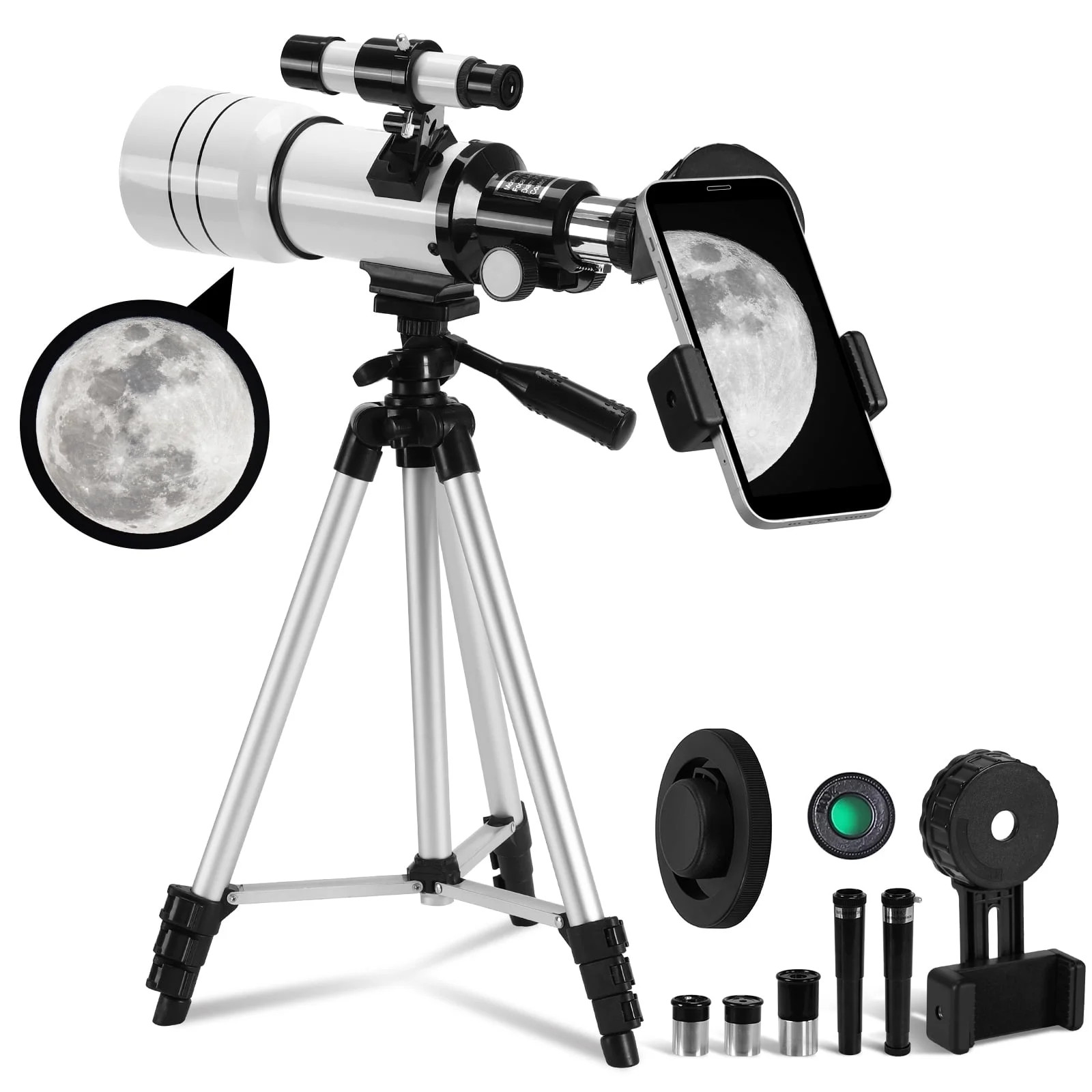 SUNOYAR Telescope, 70mm Telescopes for Adults & Kids, 300mm Refractor Telescope (15X-150X) with A... | Walmart (US)