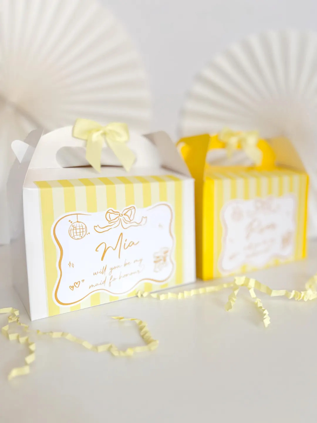 Bridesmaid Proposal Gift Box | STRIPE BUTTER YELLOW | Will you be my bridal party bag bride to be... | Etsy (US)