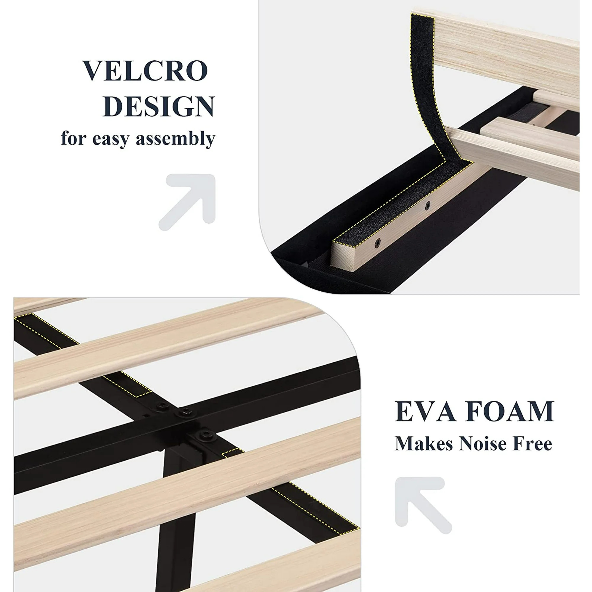 Allewie Queen Size Platform Bed Frame with Velvet Headboard/Fully Upholstered Mattress Foundation... | Walmart (US)