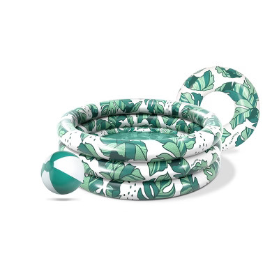 MINNIDIP 66'' x 66'' x 18'' Bundle Pool Beach Ball Ring Float 125 gal Round Kiddie Pool - Banana ... | Target