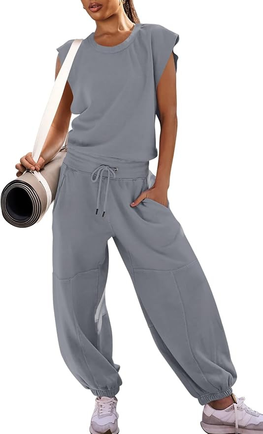 LAMISSCHE Womens Oversized Wide Leg Jumpsuit with Pockets Elastic Waist Workout Onesie Romper Ope... | Amazon (US)