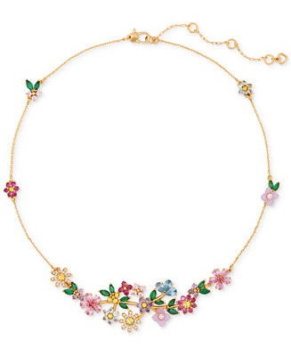 Kate Spade New York Bursting Blooms Gold-Tone Multi-Stone Necklace, 16 | Macy's