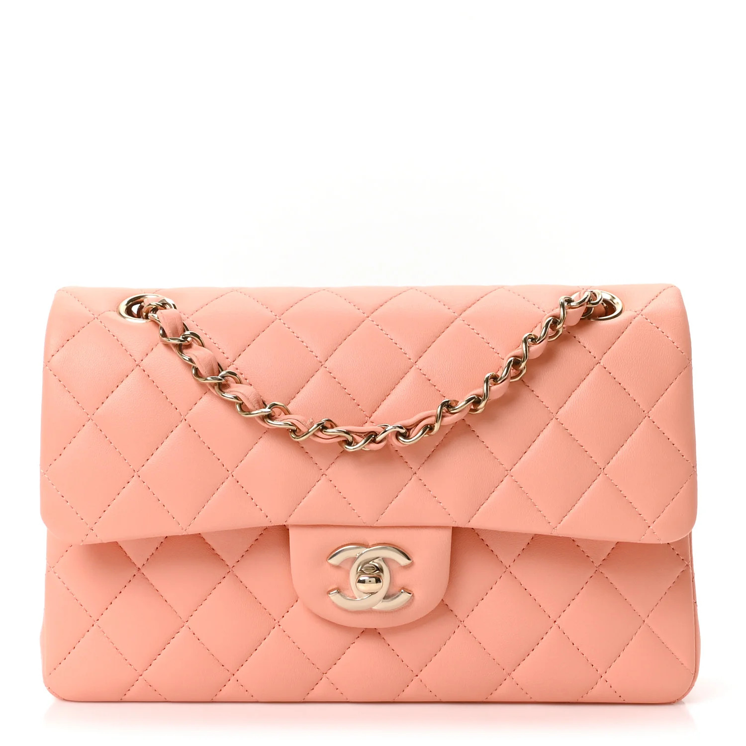 Chanel Lambskin Quilted Small Double Flap Light Orange 1876273 | FASHIONPHILE (US)