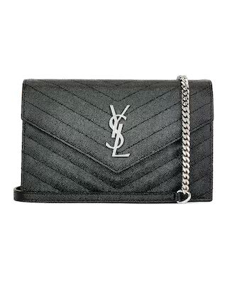 Saint Laurent Cassandra Envelope Chain Wallet Bag in Noir | FWRD | FWRD 