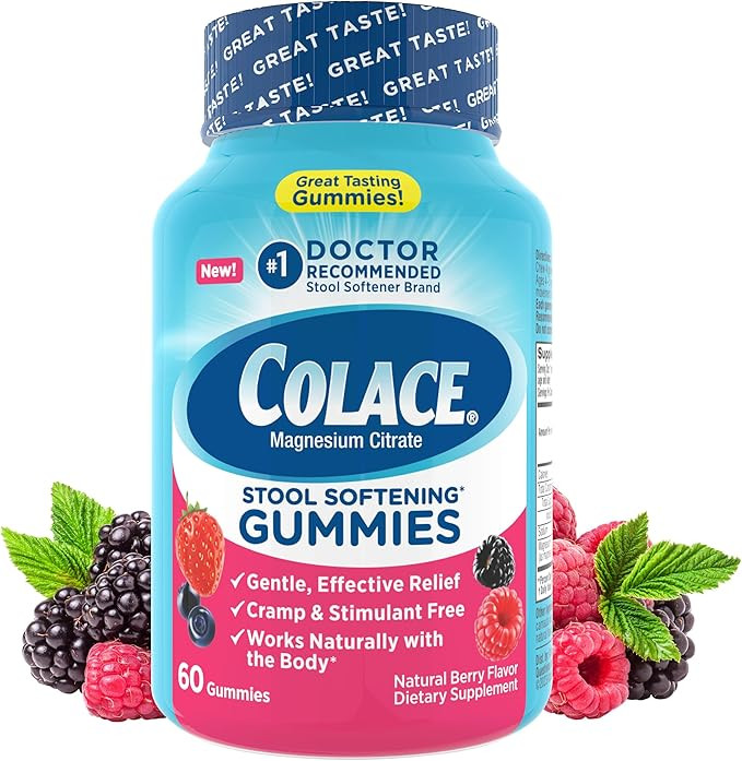 Colace Stool Softener Gummies, Gentle Dependable Constipation Relief Magnesium Citrate Gummies, N... | Amazon (US)