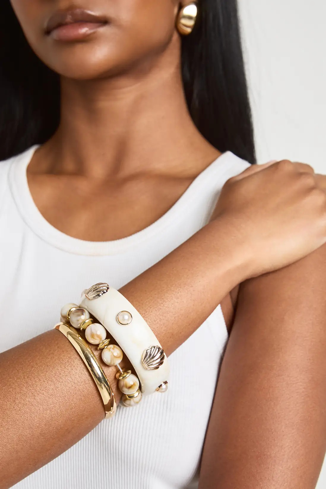 Gold Sea Shell Detail Bracelet 3 Pack | Boohoo | Boohoo.com (UK & IE)