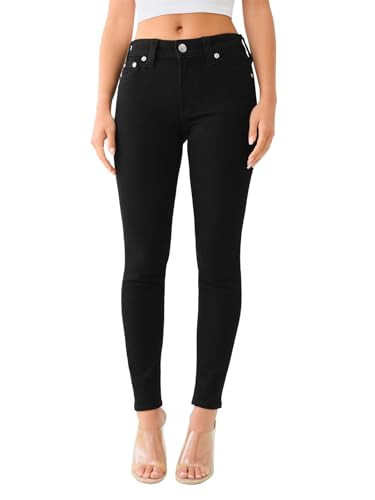 True Religion Women’s Jennie Mid-Rise Curvy Skinny fit Comfort Jeans- Single Needle Stitching -Black Body Rinse Color - in Size 29 | Amazon (US)