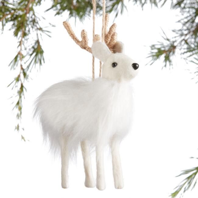 Felted Wool and Faux Fur Deer Ornament | World Market