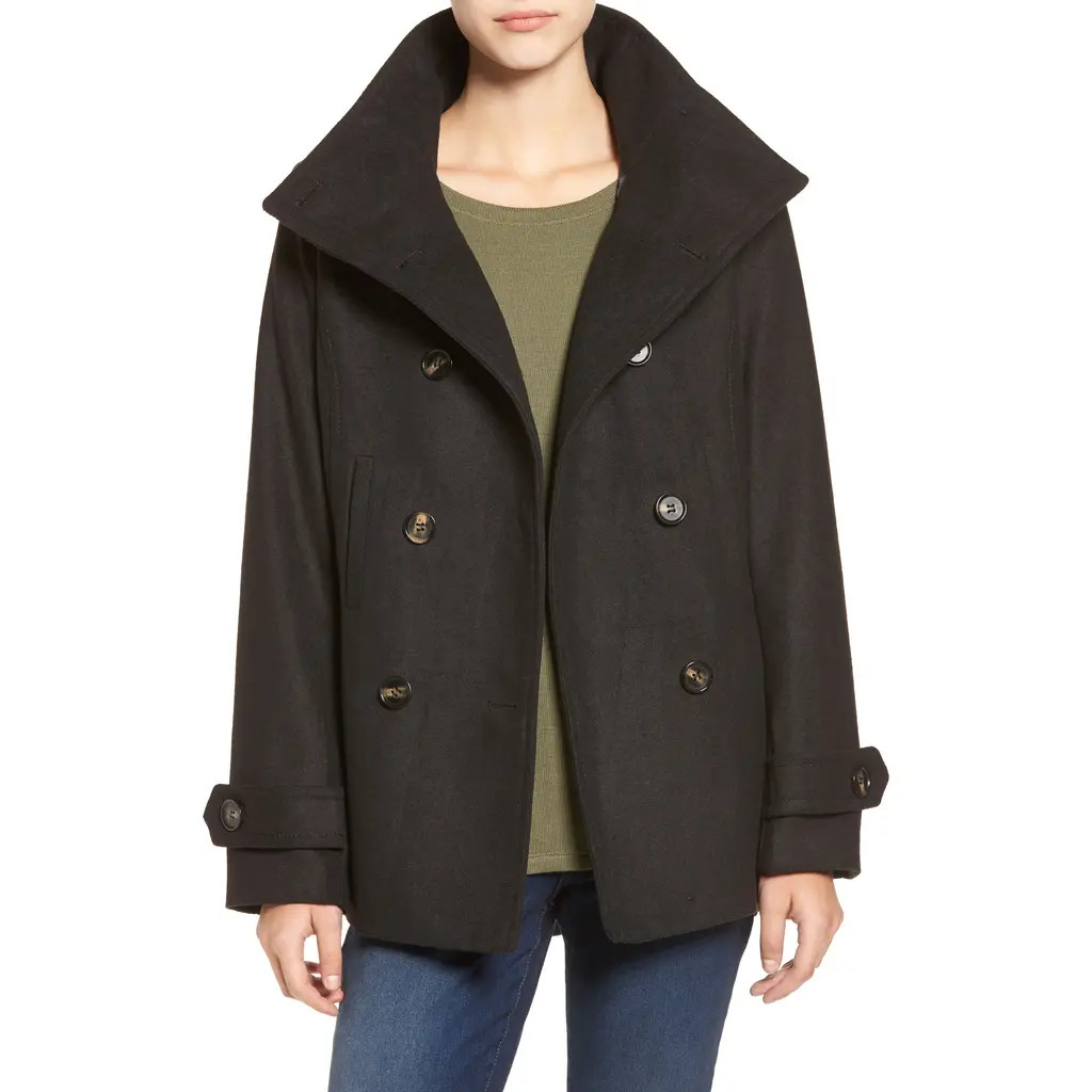 Thread & Supply Double Breasted Peacoat in Black at Nordstrom Rack, Size Medium | Nordstrom Rack