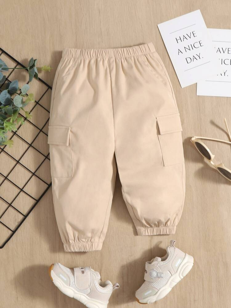 SHEIN Baby Solid Flap Pocket Cargo Pants | SHEIN