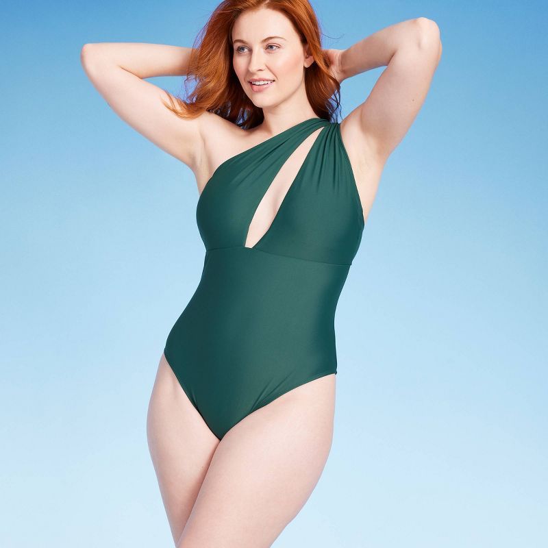 Women's One Shoulder Plunge Cut Out One Piece Swimsuit - Shade & Shore™ | Target