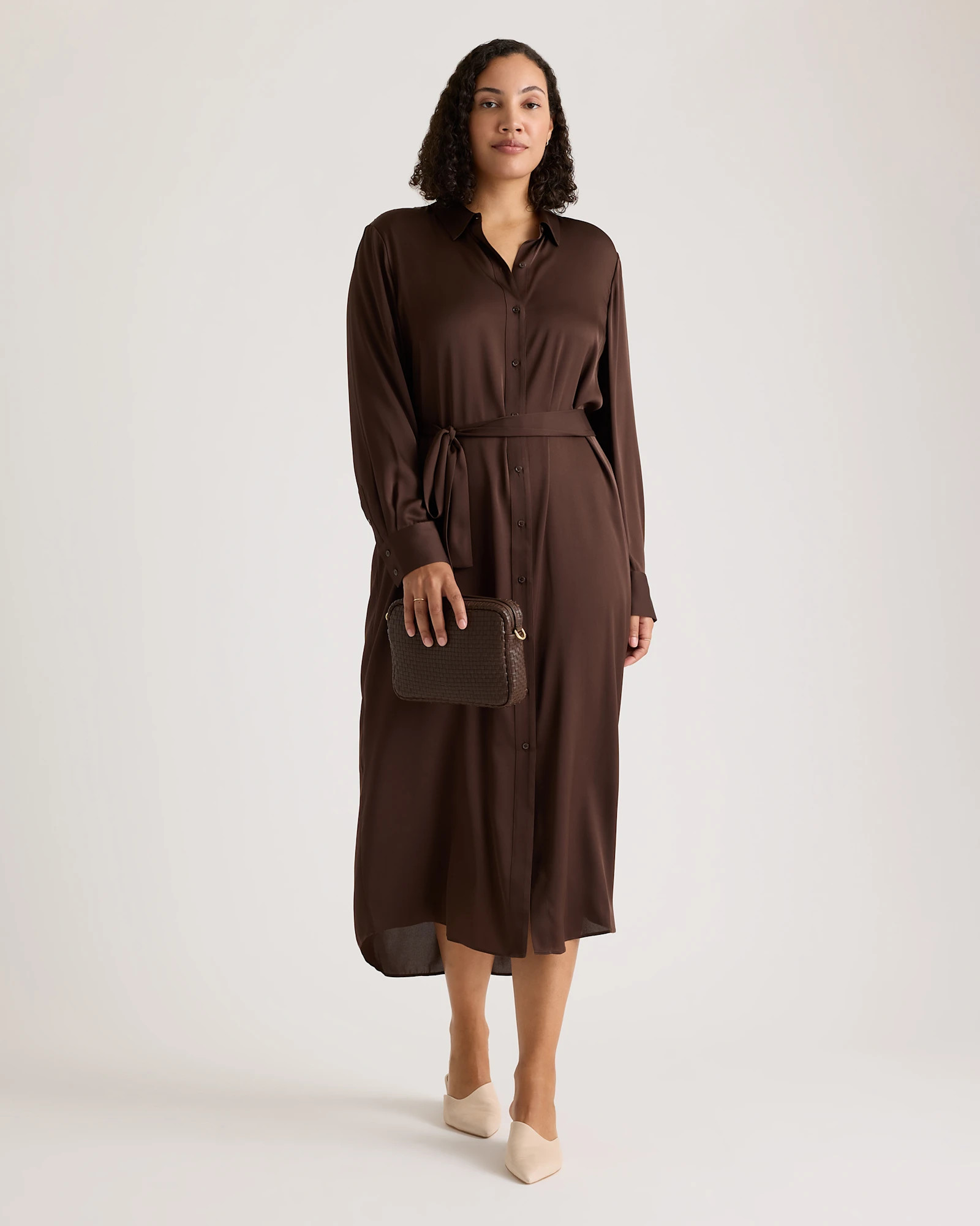 Washable Stretch Silk Maxi Shirt Dress | Quince