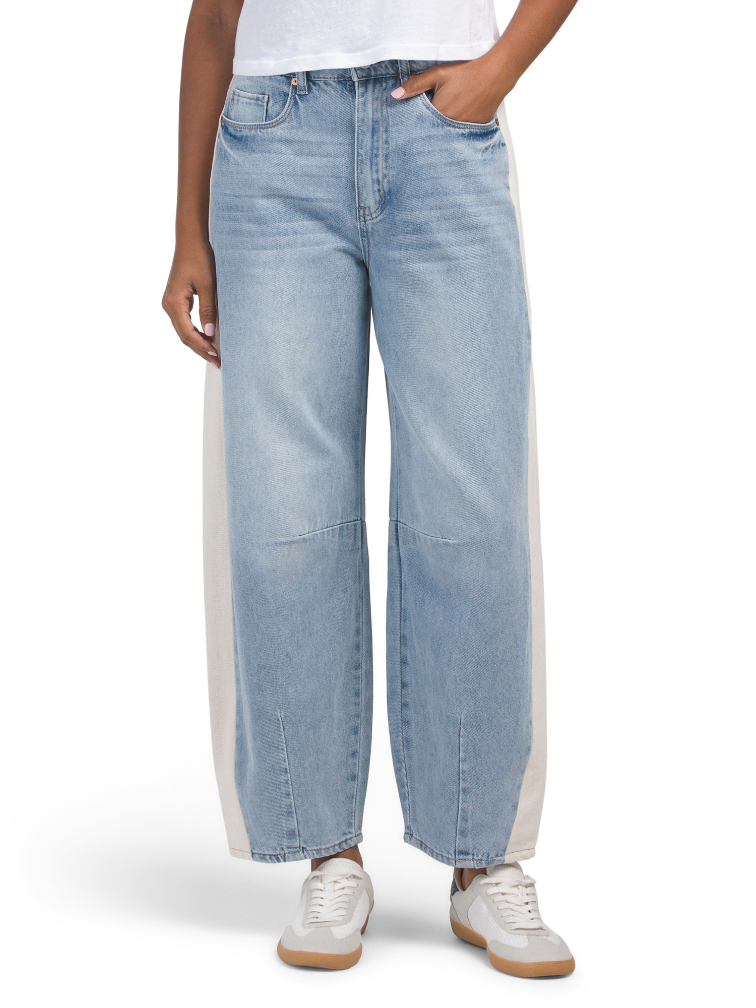Color Block Long Barrel Jeans | TJ Maxx