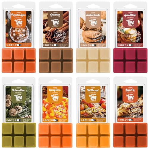 Salubrito Fall Scented Wax Melts, Strong Scented Soy Wax Cubes/Tarts Variety Set- Pumpkin Spice, Cinnamon, Spiced Cider, Snickerdoodle, Balsam Pine, Candy Corn, Fall Harvest, Apple Pie, 8x2.5oz | Amazon (US)