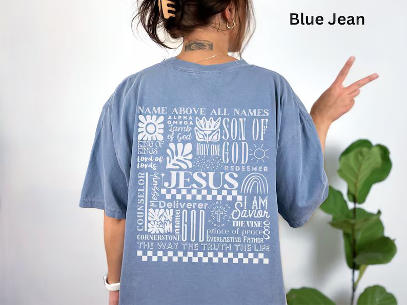 Vintage Christian Shirt for Women Faith Based T-shirt Comfort Colors Bible Verse Tshirt Names of ... | Etsy (US)