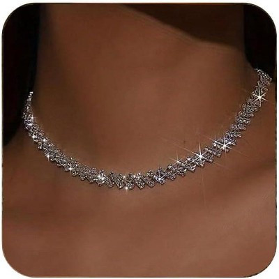 Summit Adventure Rhinestone Choker Necklace for Women – Sparkly Silver Crystal Diamond Choker for Party, Wedding & Prom Jewelry | Target