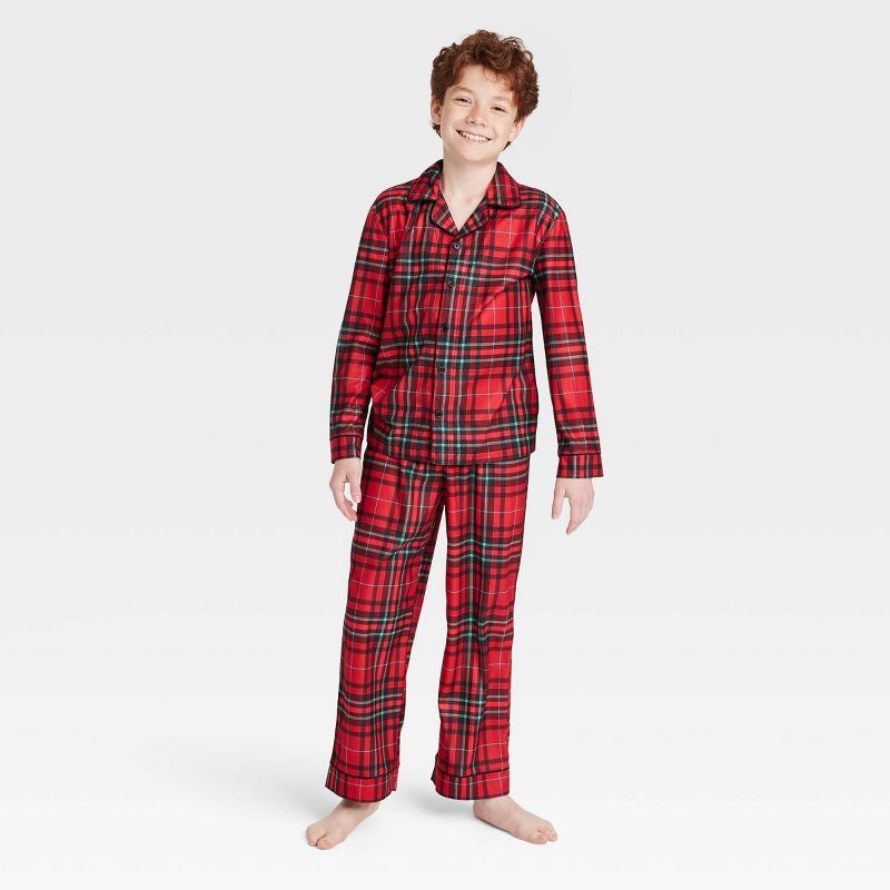 Kids' Holiday Tartan Plaid Matching Family Pajama Set - Wondershop™ Red | Target