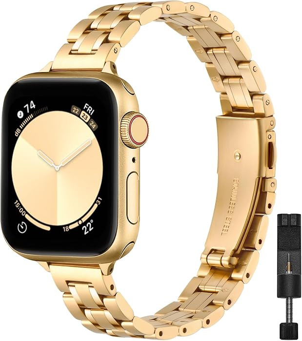 STIROLL Thin Replacement Band Compatible for Apple Watch 38mm 40mm 41mm 42mm(Series 11 10), Stain... | Amazon (US)