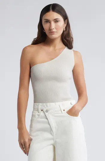 Open Edit Luxe Sculpt Rib One-Shoulder Top | Nordstrom | Nordstrom