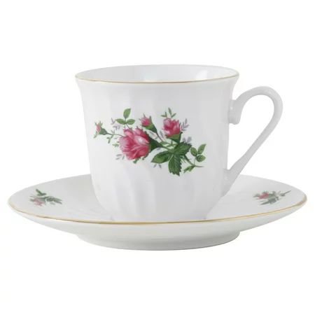 Vintage Rose Porcelain Tea Cup and Saucer - Set of 6 | Walmart (US)