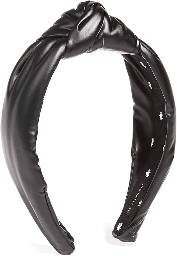Lele Sadoughi Women's Faux Leather Knotted Headband, Black Leather, One Size | Amazon (US)