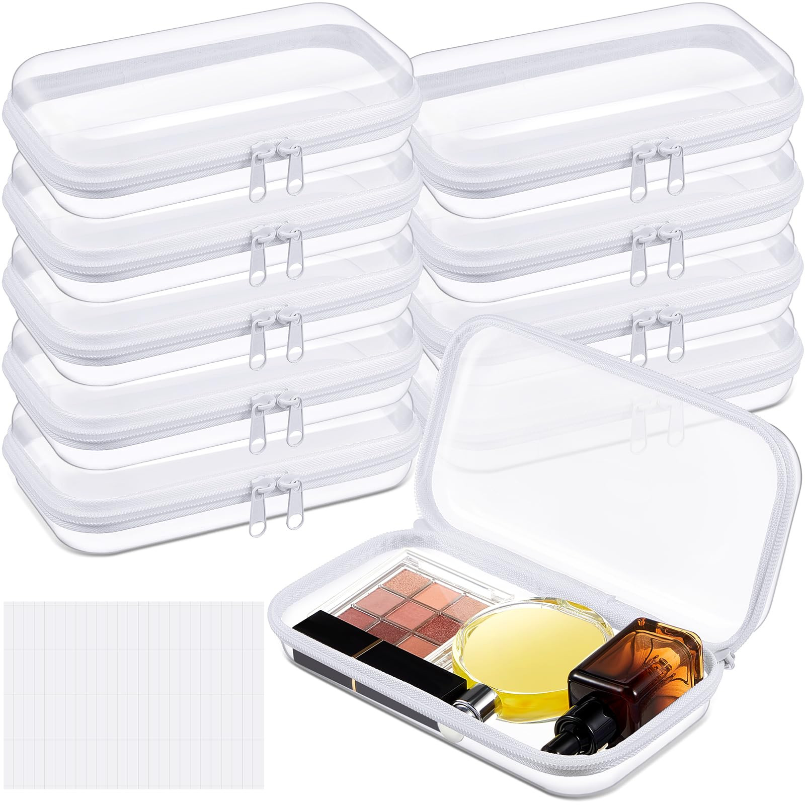 Sanwuta 10 Pcs Hard Zipper Case Clear Hard Pouches Plastic Zipper Pencil Box Toy Storage Bins Por... | Amazon (US)
