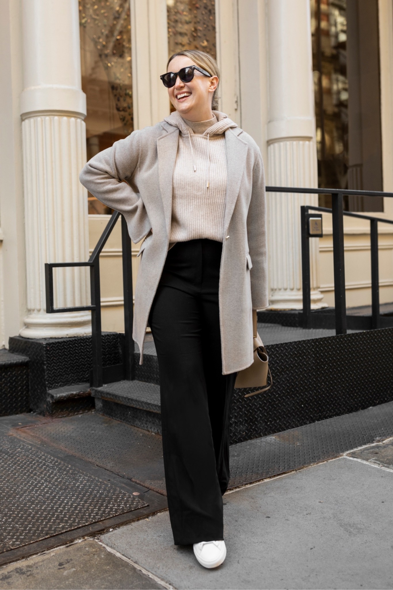 Cashmere hoodie (M)
Trousers (8)
Wool car coat 

#LTKSeasonal