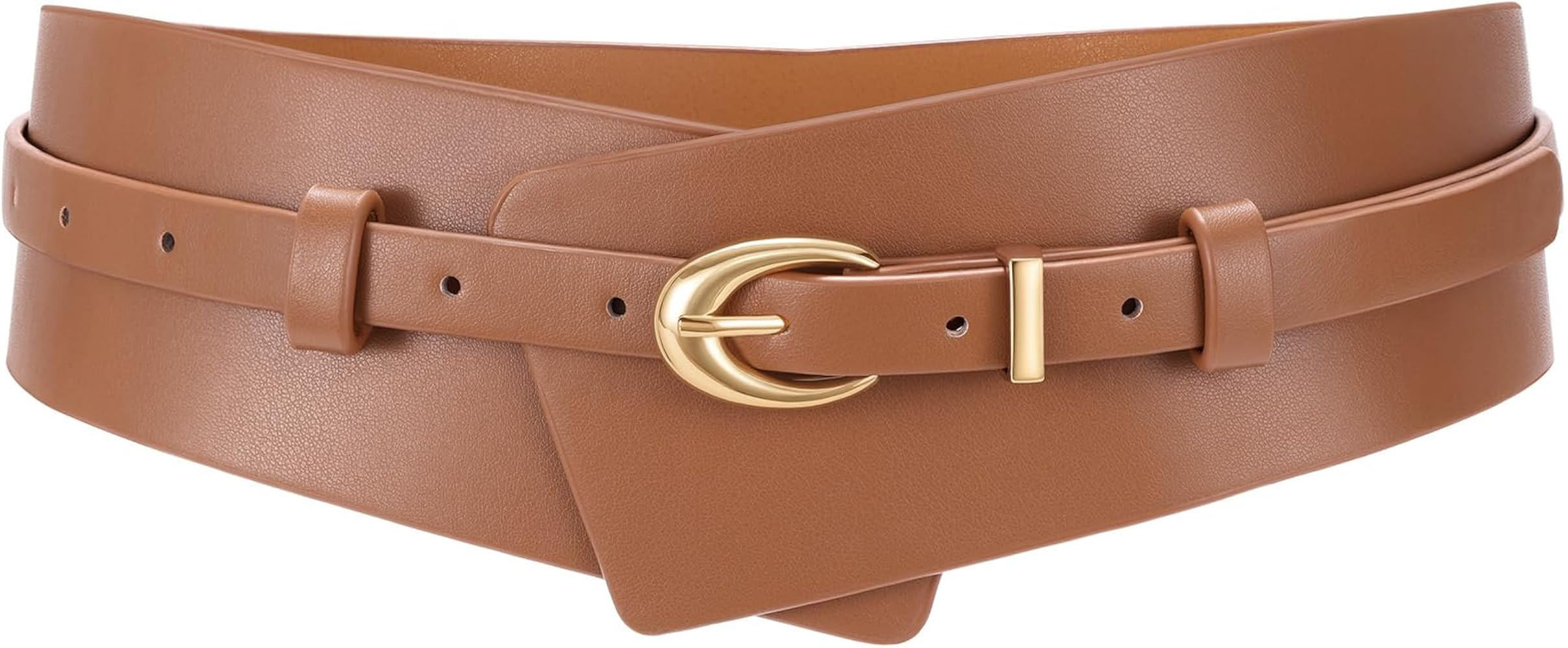 WHIPPY Women Wide Leather Belt Fashion Ladies Dress Belt 2-in-1 Waistband with Skinny Belt for Su... | Amazon (US)