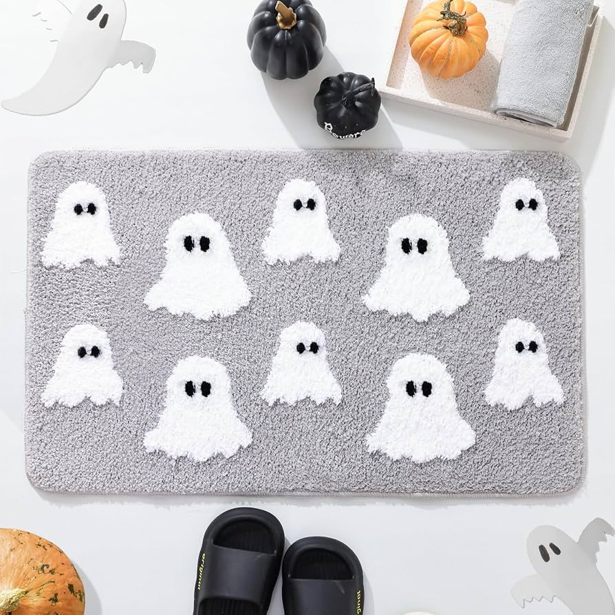 TRUEDAYS Halloween Spooky Ghosts Bath Mat Cute Home Decor Light Grey Bathroom Rugs for Bathroom N... | Amazon (US)