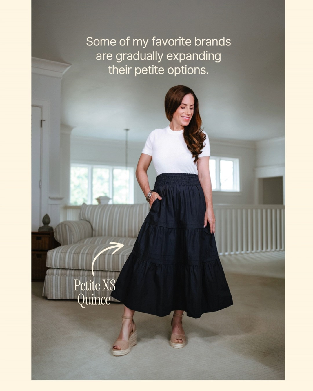 A maxi skirt that fits petites like a dream? Yes please! This @quince poplin tiered maxi skirt has pockets and hit my 4'11 frame in just the right spot. Beautiful with flats or wedges. I love styling it with the brand's viral cashmere tee. {I'm also linking other Quince pieces that either come in extra short or short lengths - or are offered in petite-specific sizing)

teacher outfits | summer outfits over 40 | petite-friendly maxi skirt | petite maxi skirt  

 #LTKOver40 #LTKPetite #LTKWorkwear