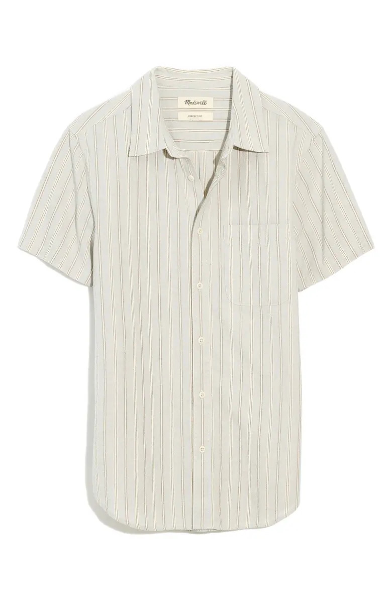 Madewell Perfect Crinkle Cotton Short Sleeve Button-Up Shirt | Nordstrom | Nordstrom