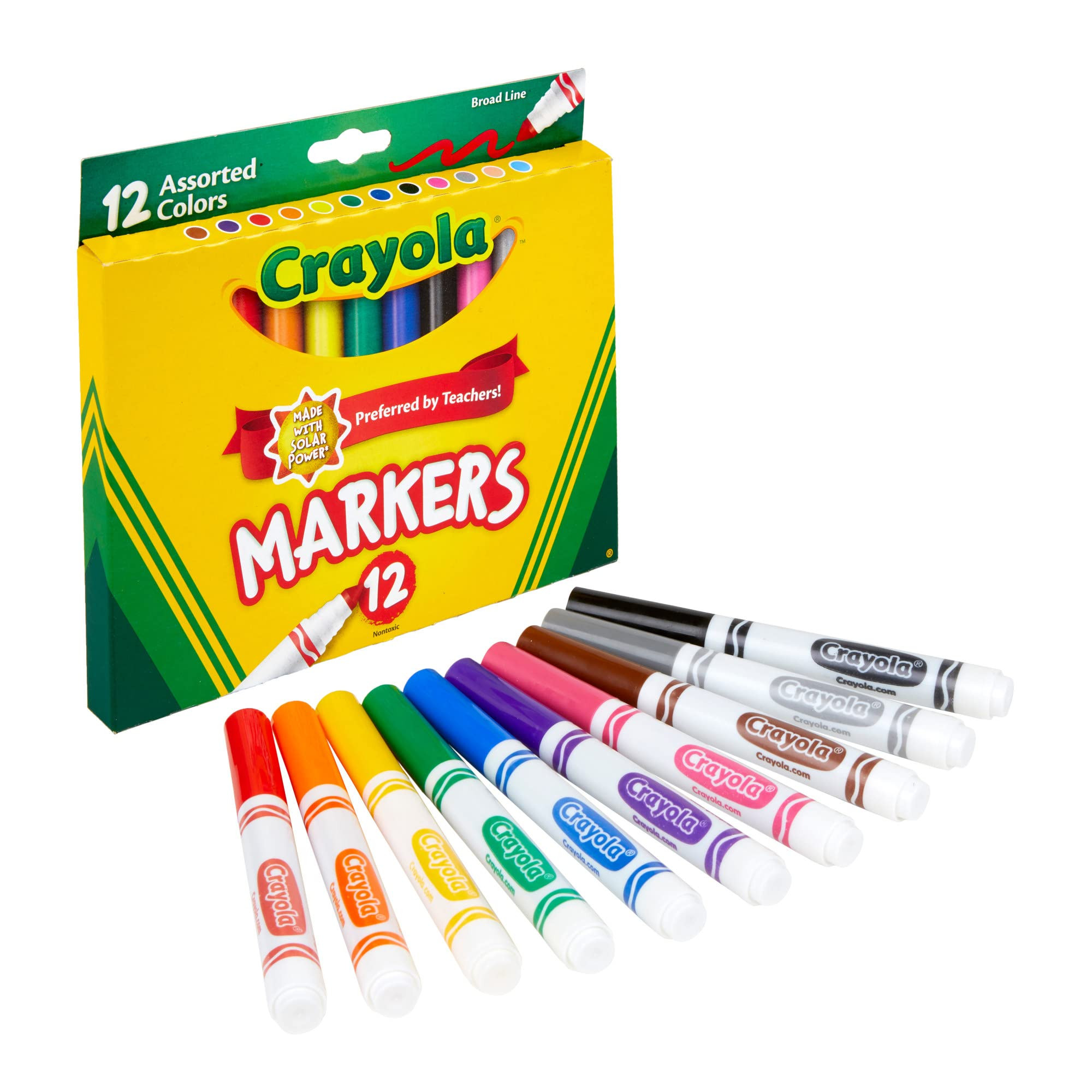 Crayola® Broad Line Markers, Assorted Classic And Bright Colors, Box Of 12 | Amazon (US)