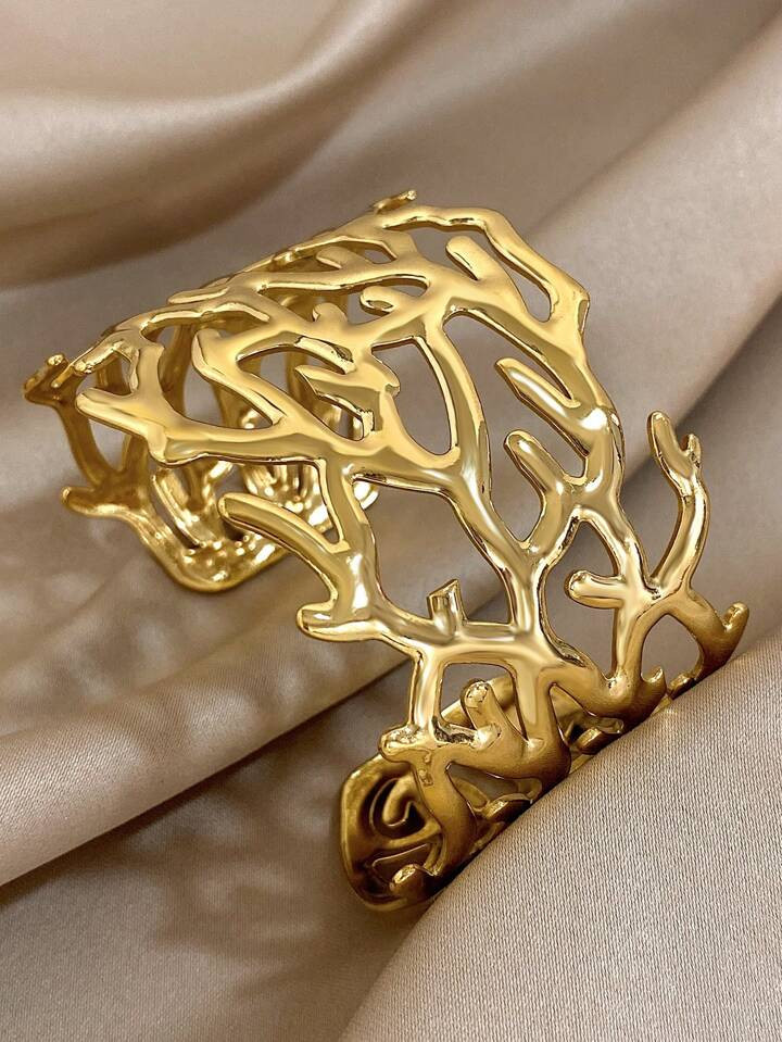 1pc Antlers Branch Shape Wide Bracelet For Women Stainless Steel Bracelet Chunky Open Bracelet For Daily Party Christmas Jewelry | SHEIN