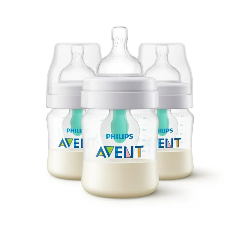 Philips Avent Anti-colic Baby Bottle with AirFree Vent, 4oz, 3pk, Clear, SCY701/93 - Walmart.com | Walmart (US)