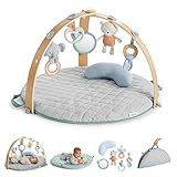 Ingenuity Cozy Spot Reversible Duvet Activity Gym & Play Mat with Wooden Bar - Loamy, Ages Newborn + | Amazon (US)