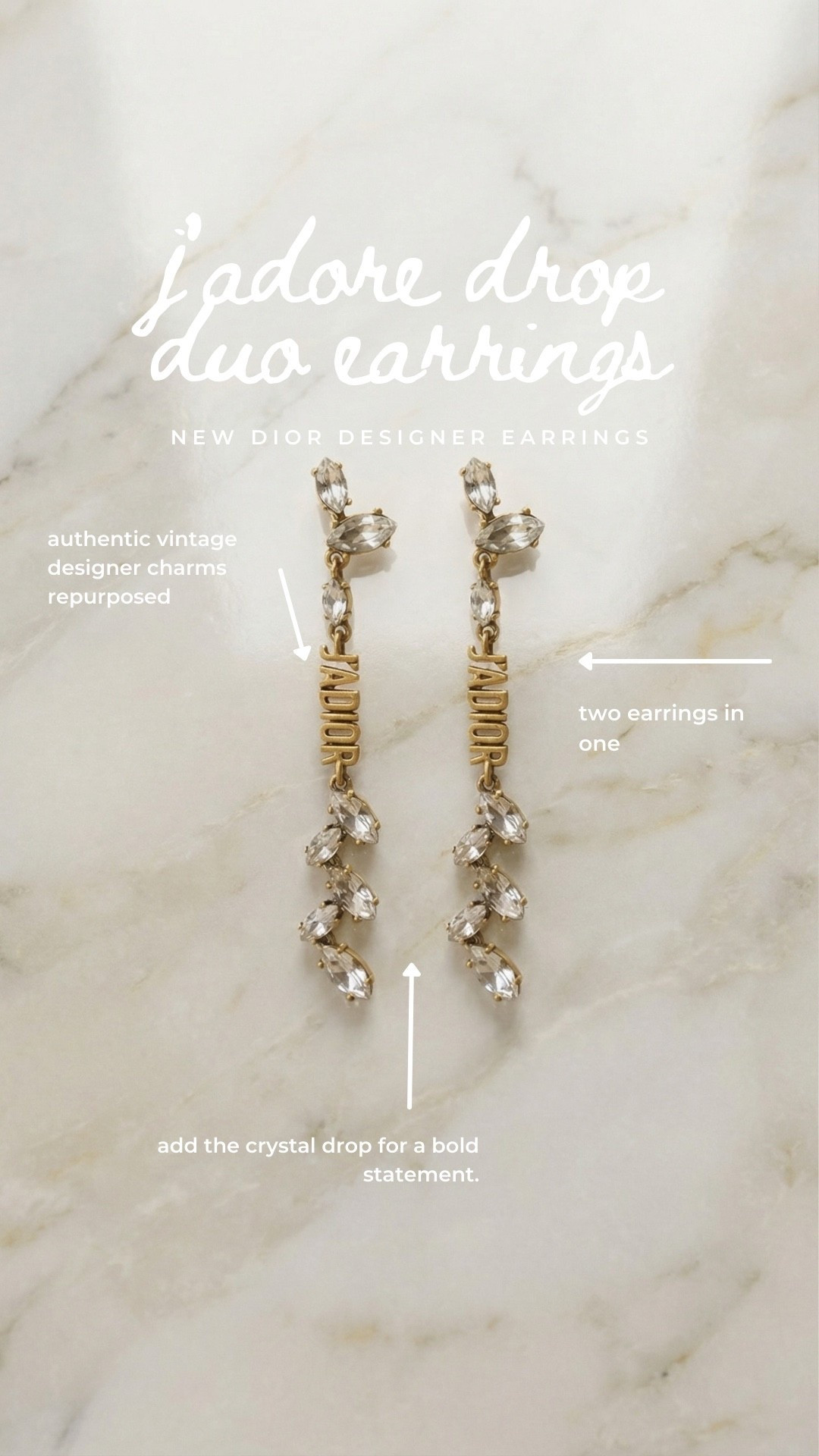 Designer Edit drop ✨
The J’Adore Drop Duo Earrings are made from authentic vintage designer materials and reimagined into a two in one earring.
Wear the stud alone or add the crystal drop for statement style.
Limited quantities.
#LTKJewelry #DesignerEdit #StatementEarrings #VintageDesigner #RareJewelry #RAËLIVStyle #LuxuryDetails #JewelryDrop


#LTKdayinmylife #LTKWorkwear #LTKSpringSale