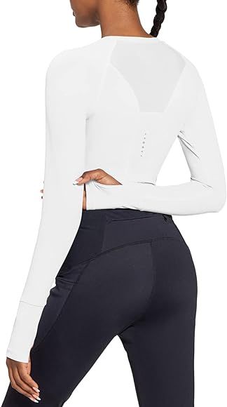 BALEAF Women's Long Sleeve Crop Workout Shirts Slim Fit Tops for Gym Yoga Running | Amazon (US)