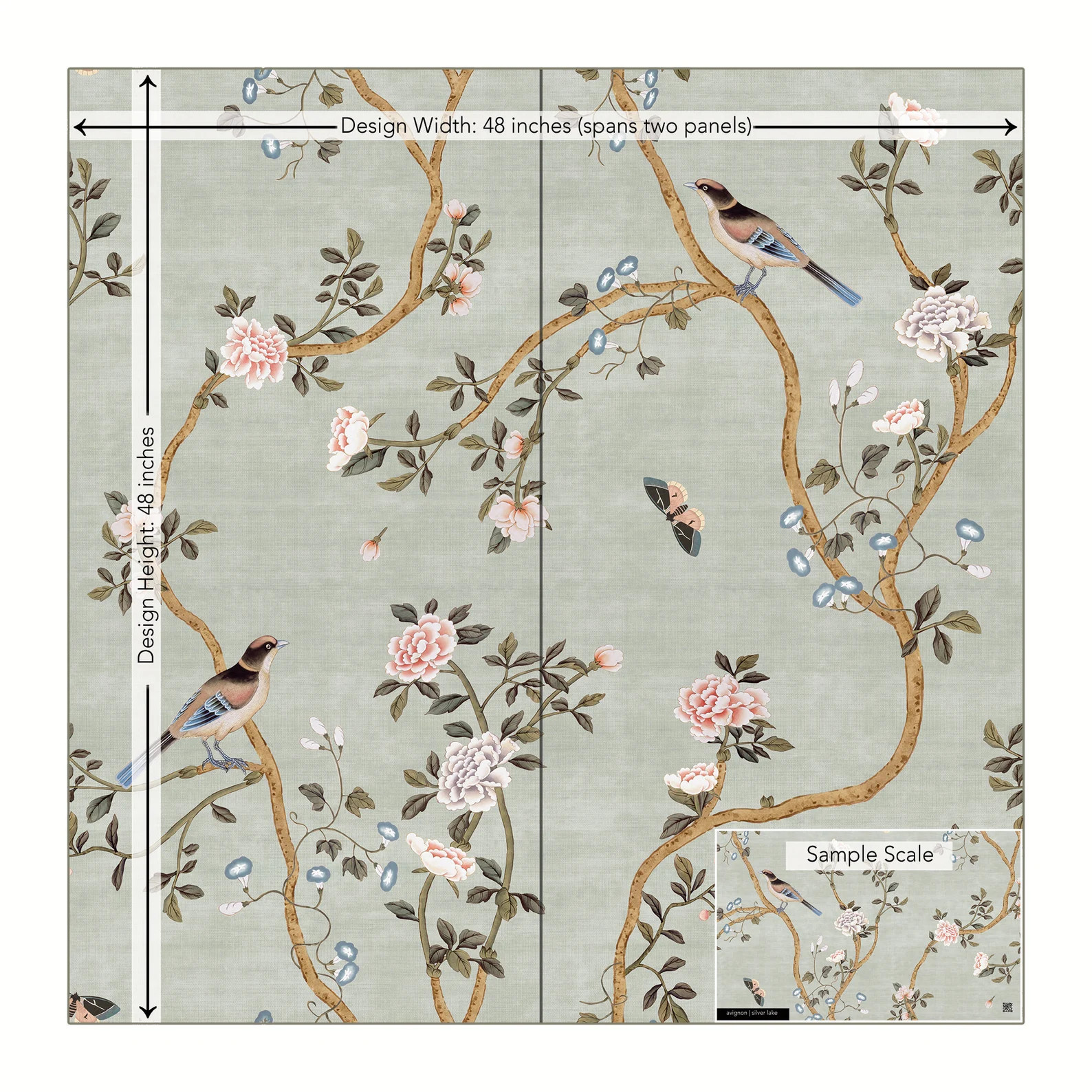 Avignon Chinoiserie | Silver Lake | Peel 'n Stick or PrePasted Wallpaper Removable • Vinyl-Free... | Etsy (Global)