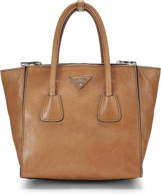 Amazon.com: Prada, Pre-Loved Brown Calfskin Double Zip Tote Medium, Brown : Luxury Stores | Amazon (US)