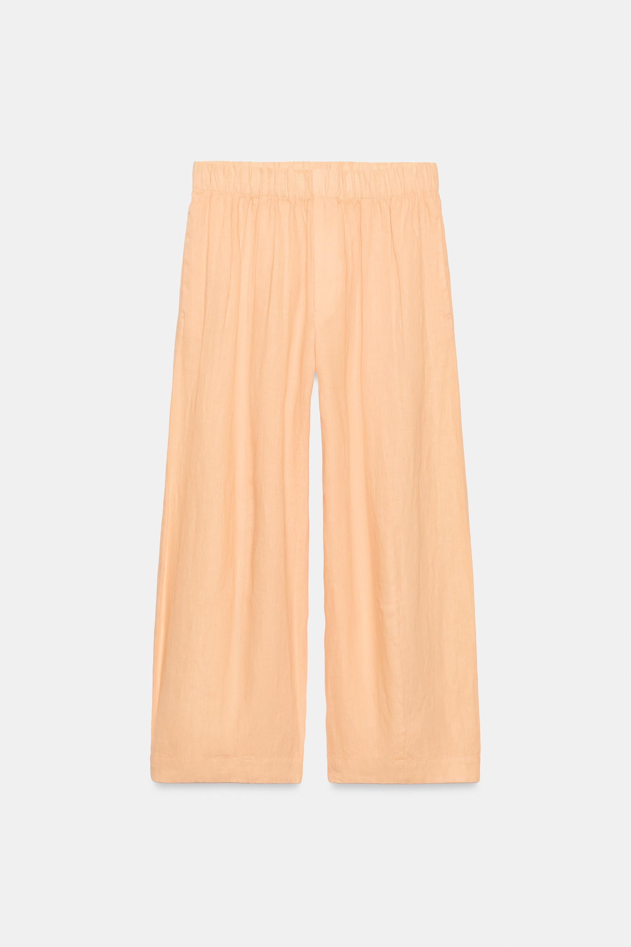 ZW COLLECTION LINEN BARREL PANTS | Zara US