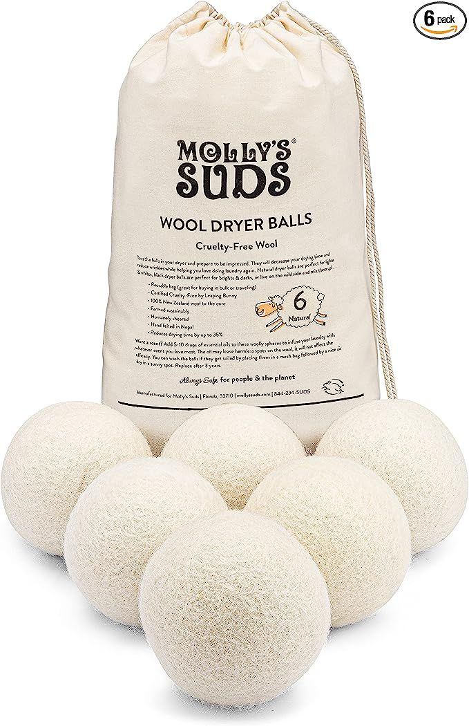 Amazon.com: Molly's Suds Wool Dryer Balls | XL, Premium Organic Fabric Softener, Hypoallergenic, ... | Amazon (US)
