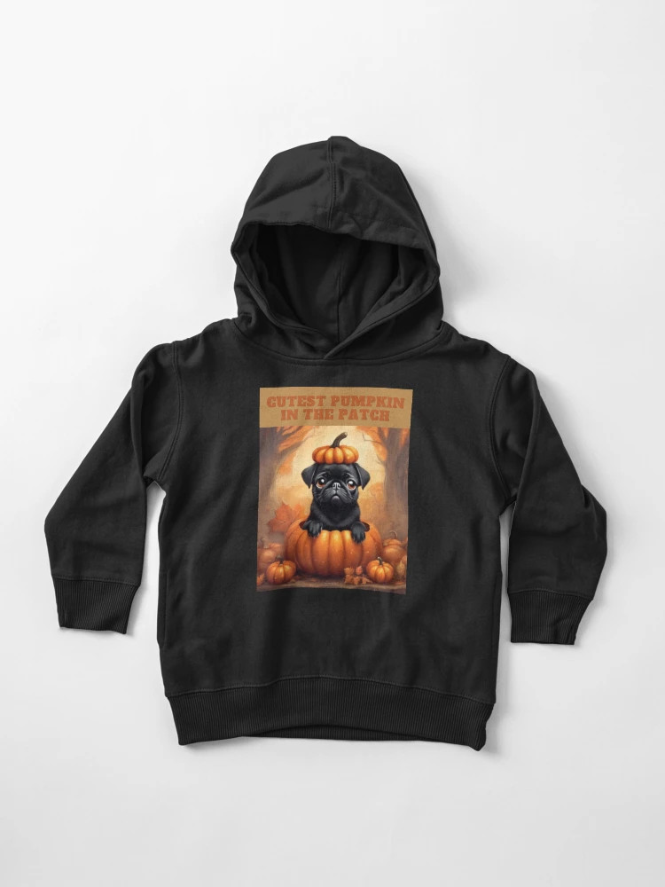 Black Fall Pug - Cutest Pumpkin in the Patch Toddler Pullover Hoodie | Redbubble (US)