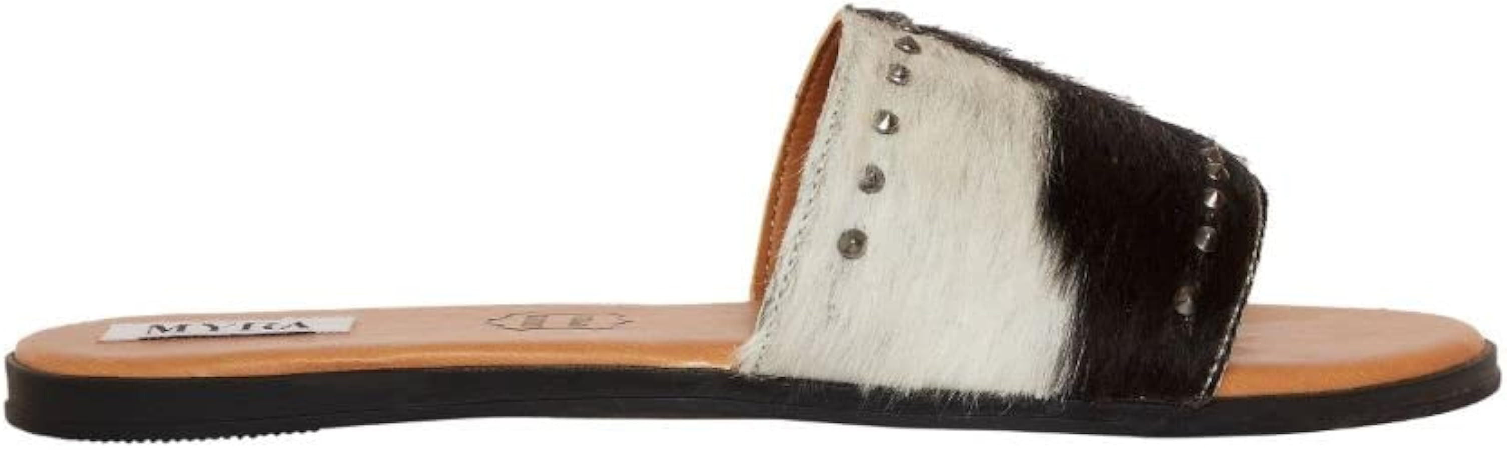 Myra Bag Silver Studded Flats Fur Leather Shoes S-4110 | Amazon (US)