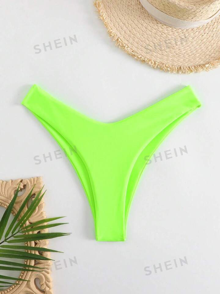 Solid High Cut Bikini Bottom | SHEIN
