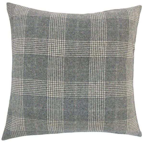 Ralston Plaid 24-inch  Feather Throw Pillow - Grey | Bed Bath & Beyond