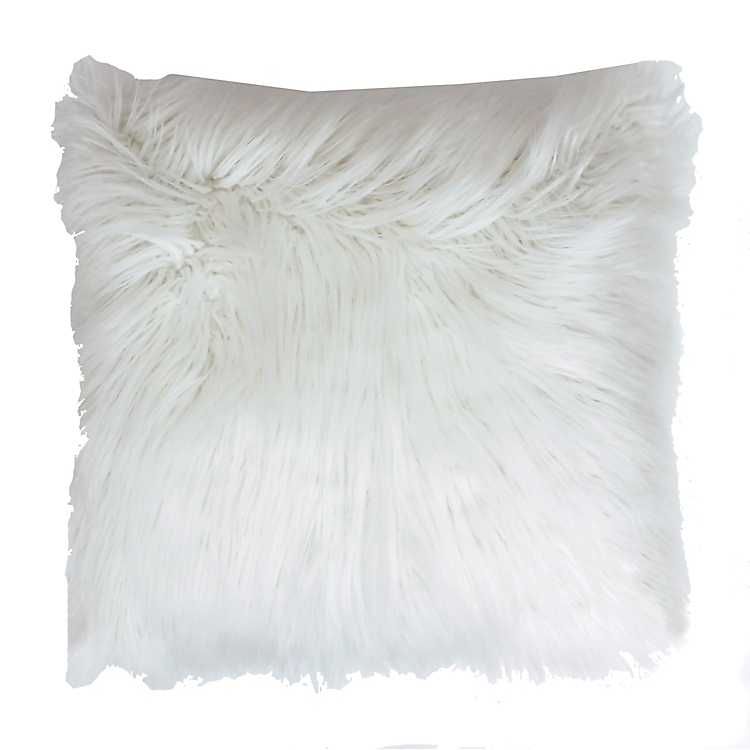 White Mongolian Fur Oversized Pillow | Kirkland's Home