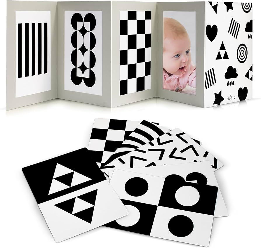 High Contrast Tummy Time Toy For Baby With Large Black and White Cards - Stimulating Sensory Deve... | Amazon (US)