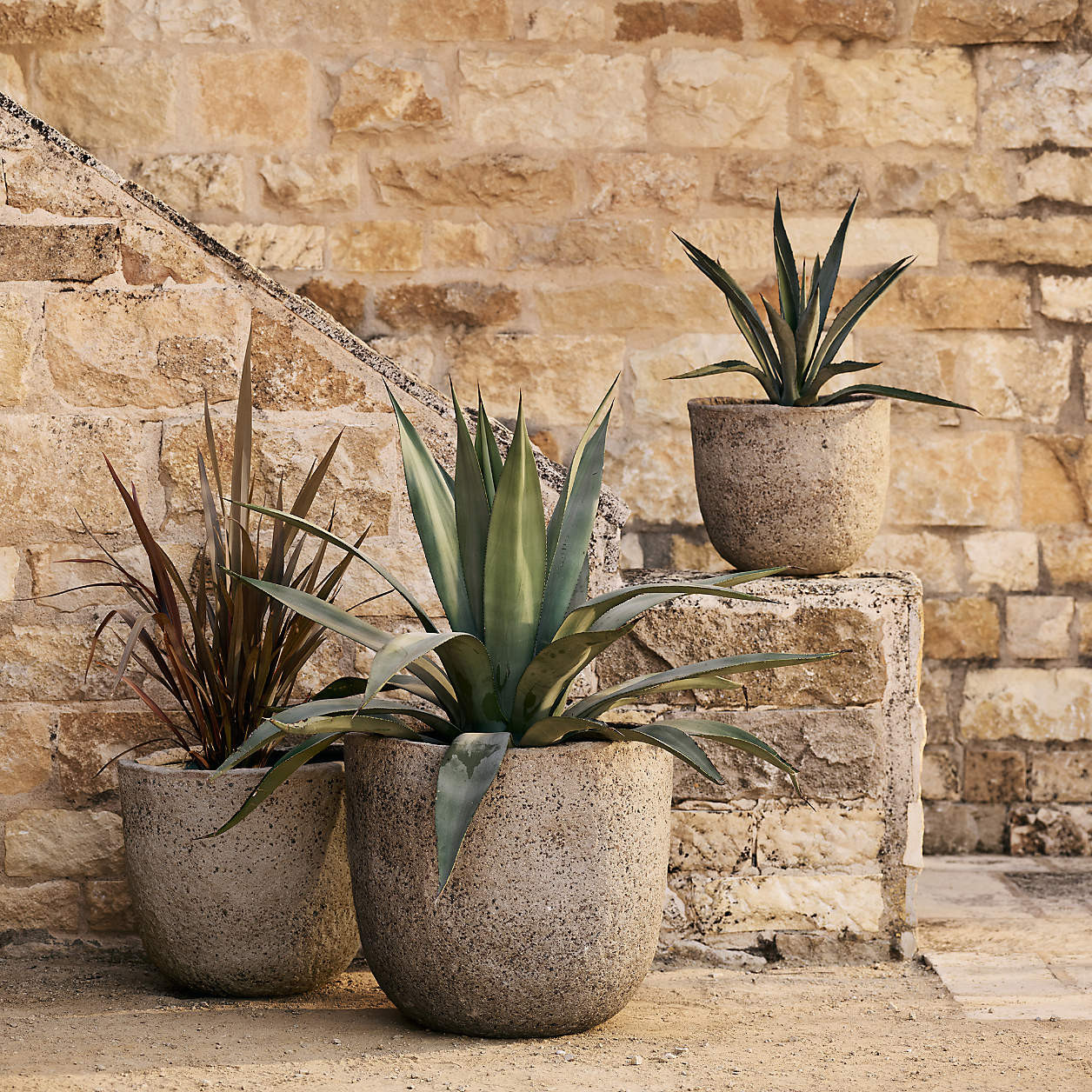 Cavo Warm Grey Textured Indoor/Outdoor Planter 20"x17.5" + Reviews | Crate & Barrel | Crate & Barrel
